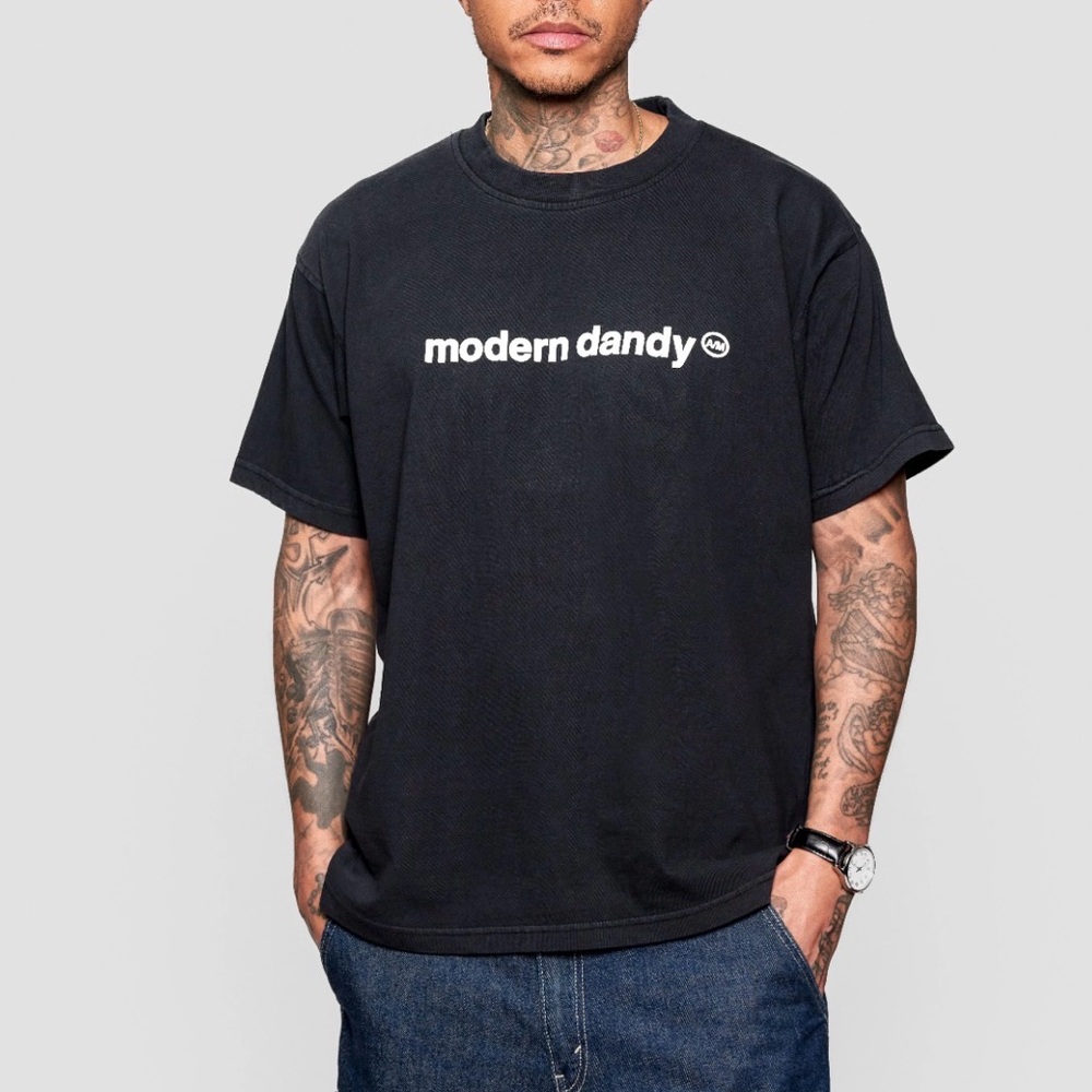 Modern Dandy‎ Black Graphic Logo T-Shirt Size Large NWOT Streetwear